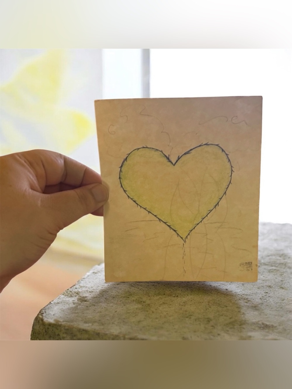 Handmade Heart Art Print in Light Green by